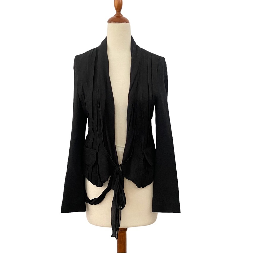 Kaylee Tankus Black Wool Blazer Waist Tie
